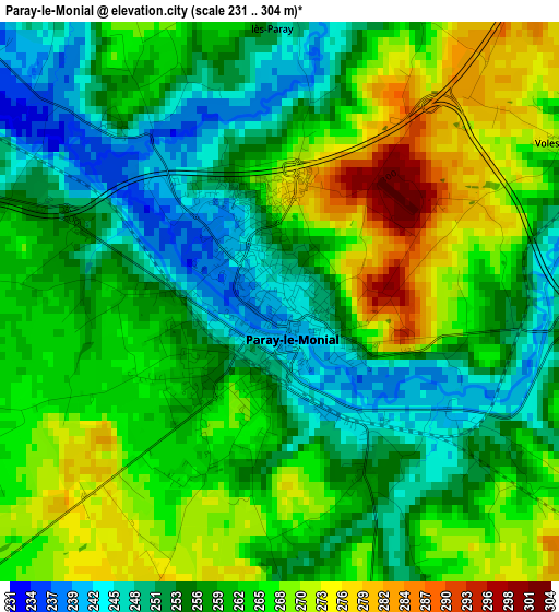 Paray-le-Monial elevation map