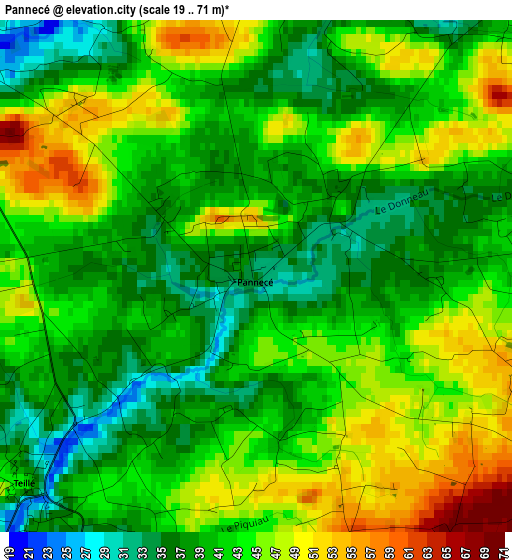 Pannecé elevation map