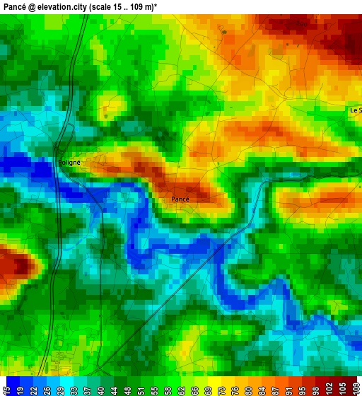 Pancé elevation map