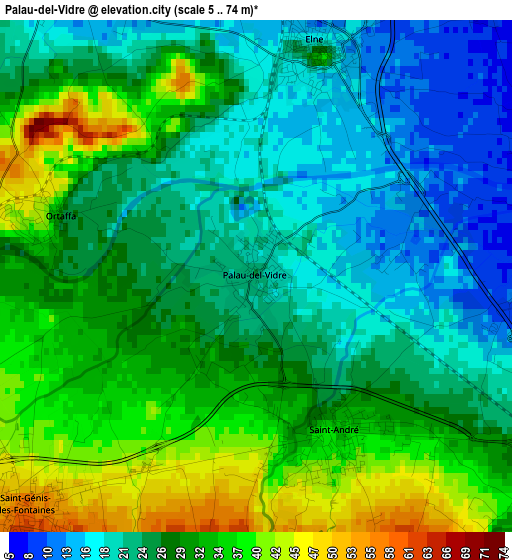 Palau-del-Vidre elevation map