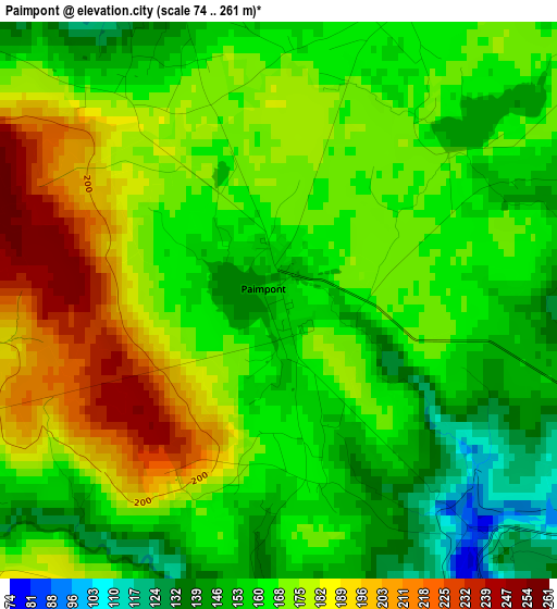 Paimpont elevation map