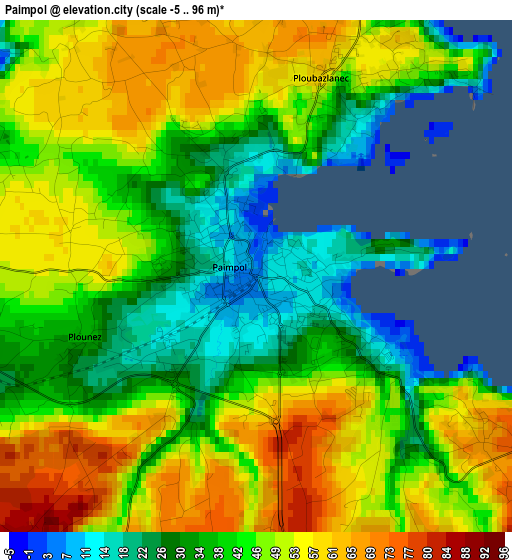 Paimpol elevation map