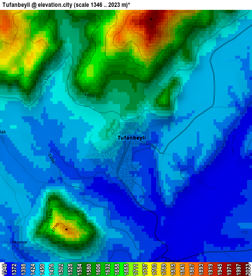 Tufanbeyli elevation map