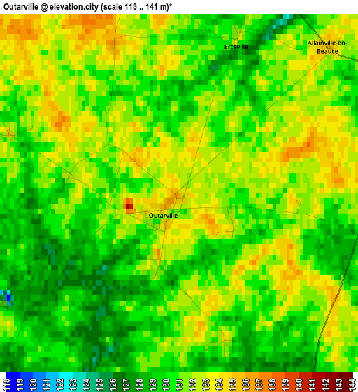 Outarville elevation map