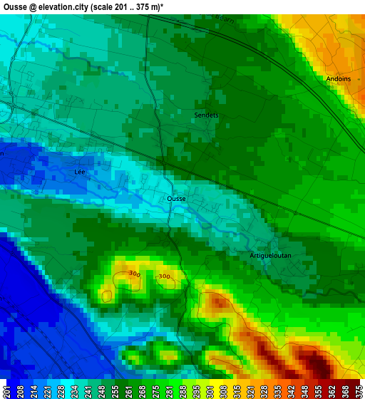 Ousse elevation map