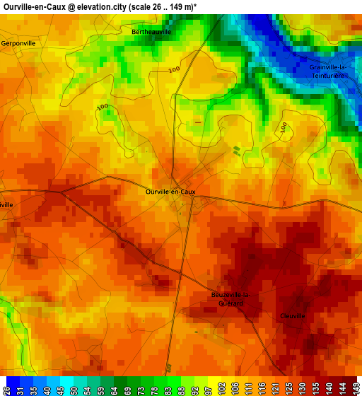 Ourville-en-Caux elevation map