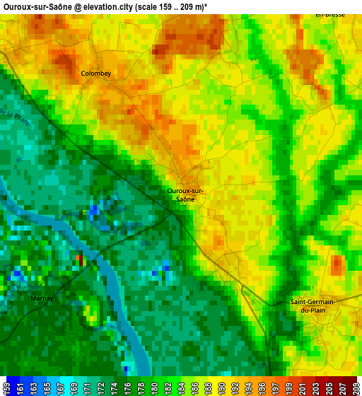 Ouroux-sur-Saône elevation map