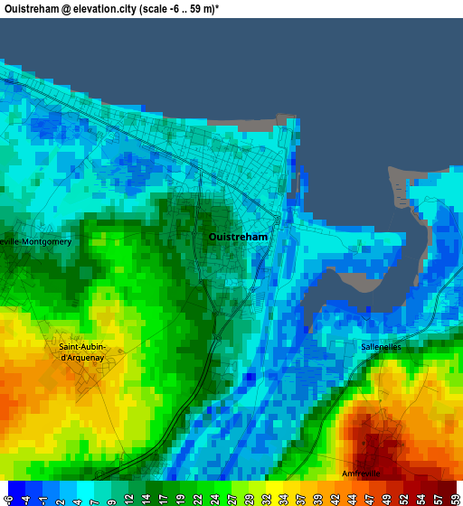 Ouistreham elevation map