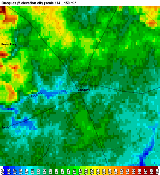 Oucques elevation map