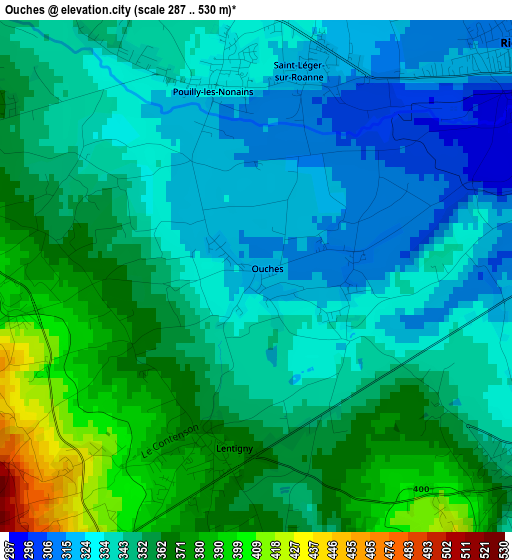 Ouches elevation map