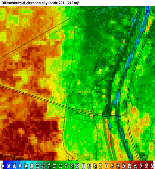 Ottmarsheim elevation map