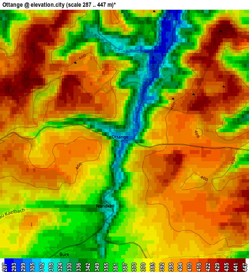 Ottange elevation map