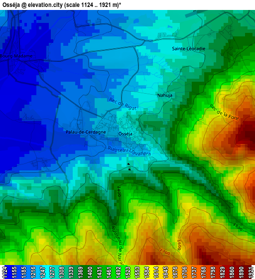 Osséja elevation map