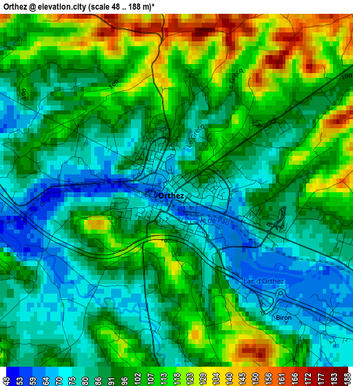 Orthez elevation map