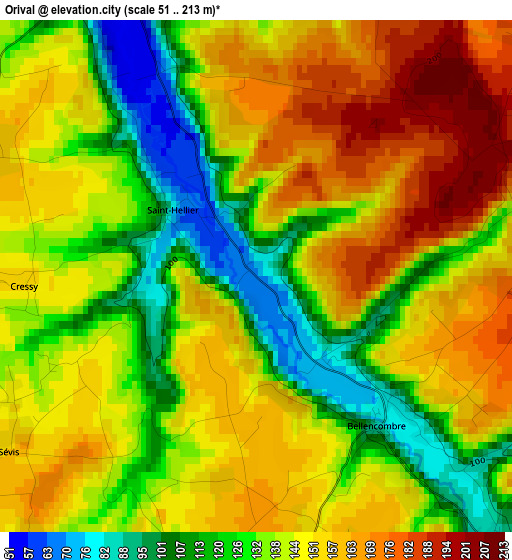 Orival elevation map