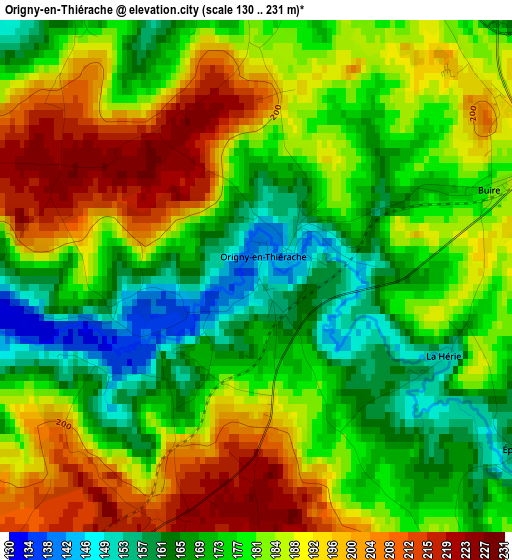 Origny-en-Thiérache elevation map