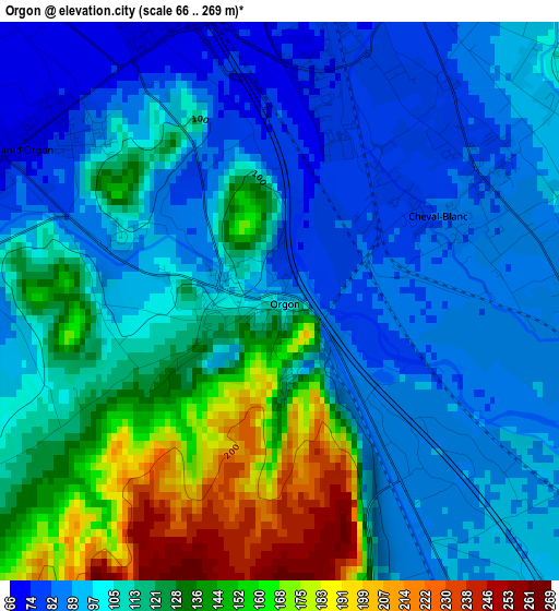 Orgon elevation map