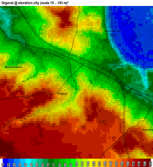 Orgeval elevation map