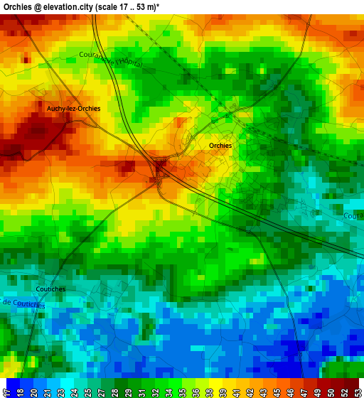 Orchies elevation map