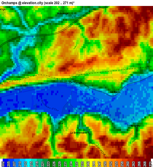 Orchamps elevation map