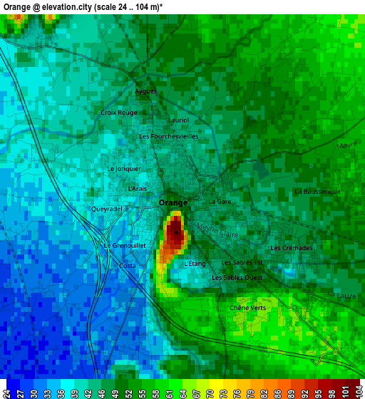 Orange elevation map