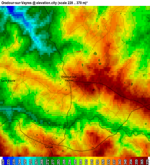 Oradour-sur-Vayres elevation map