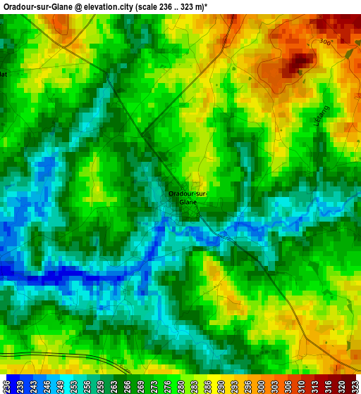 Oradour-sur-Glane elevation map