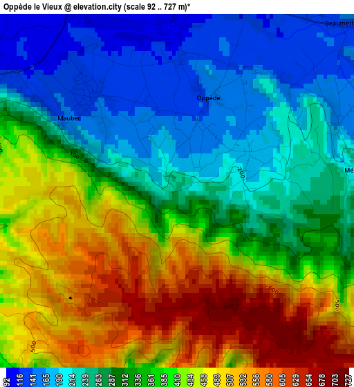 Oppède le Vieux elevation map