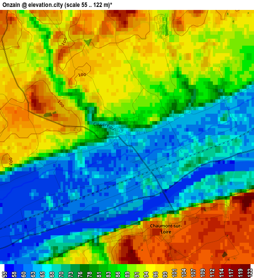 Onzain elevation map