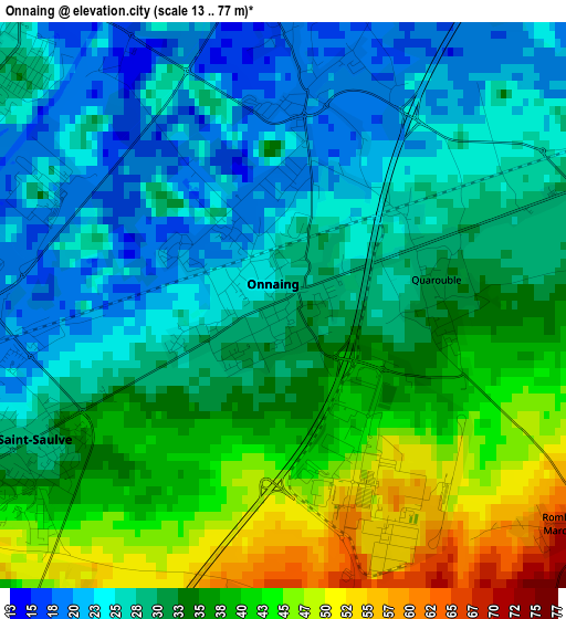 Onnaing elevation map