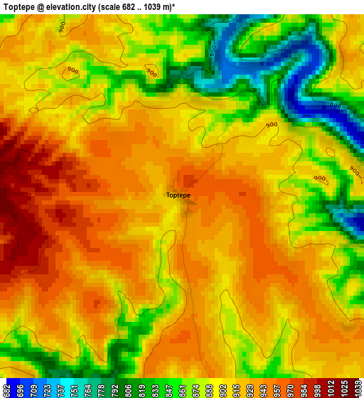 Toptepe elevation map