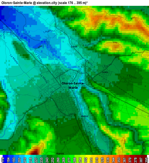 Oloron-Sainte-Marie elevation map