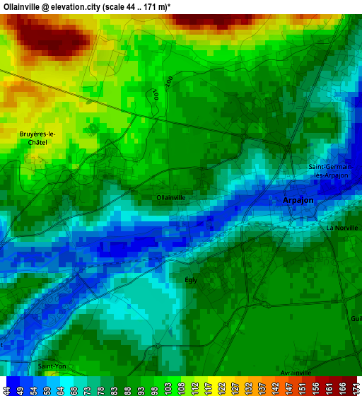 Ollainville elevation map