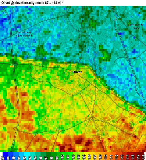 Olivet elevation map