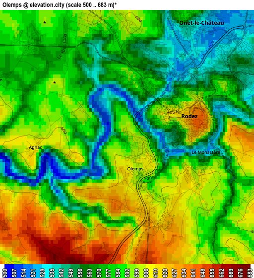 Olemps elevation map