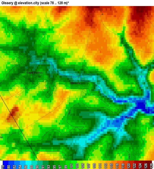 Oissery elevation map