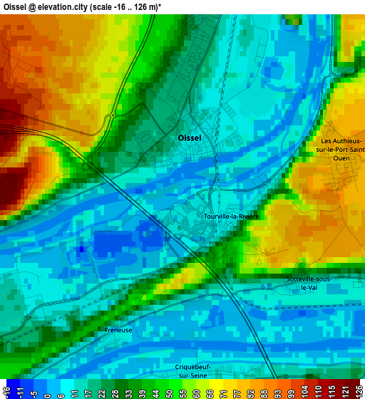 Oissel elevation map