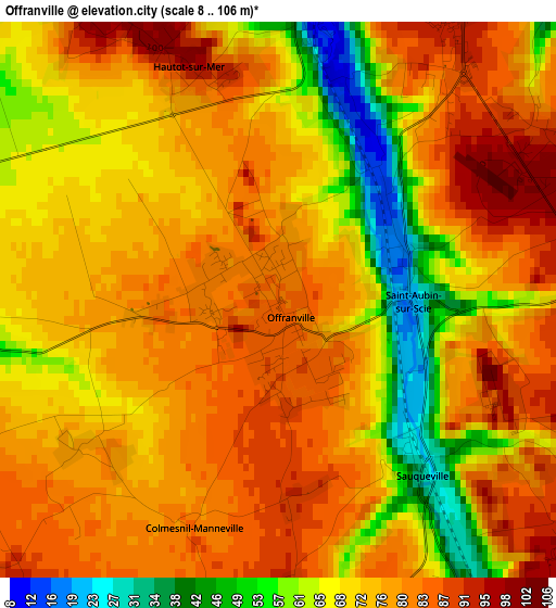 Offranville elevation map