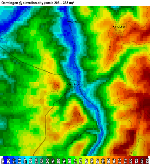 Oermingen elevation map