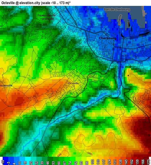 Octeville elevation map