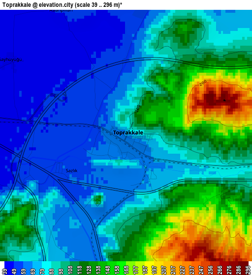 Toprakkale elevation map