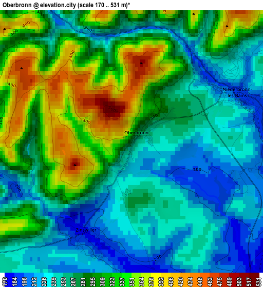 Oberbronn elevation map