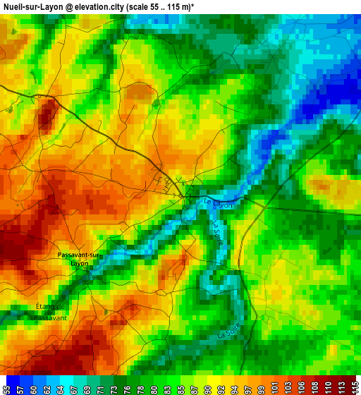 Nueil-sur-Layon elevation map