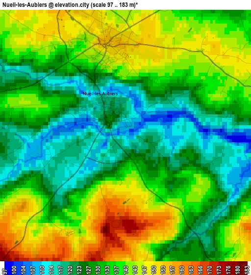 Nueil-les-Aubiers elevation map