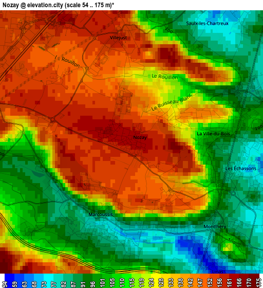 Nozay elevation map