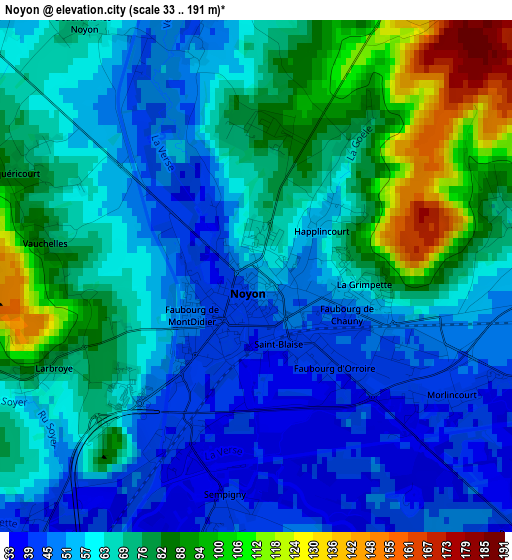 Noyon elevation map