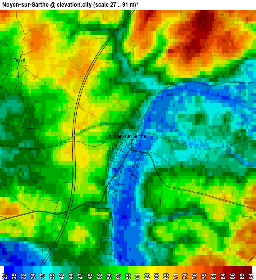 Noyen-sur-Sarthe elevation map