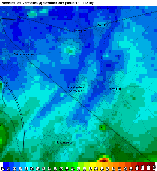 Noyelles-lès-Vermelles elevation map