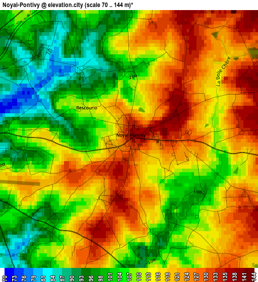 Noyal-Pontivy elevation map