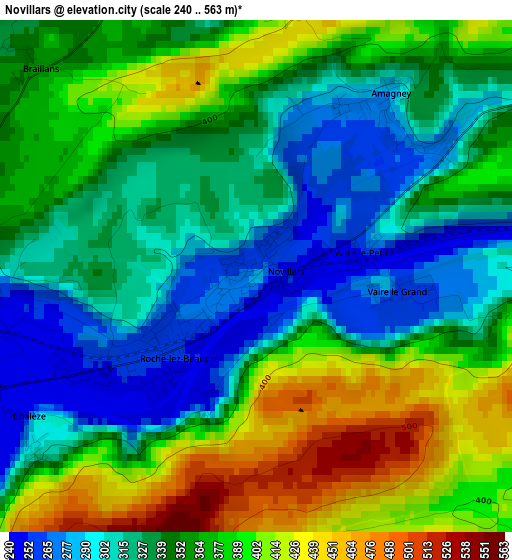 Novillars elevation map